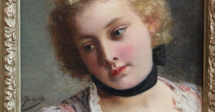Chân dung phụ nữ yêu kiều với trang phục cầu kỳ trong tranh của họa sĩ thế kỷ 19 Gustave Jacquet