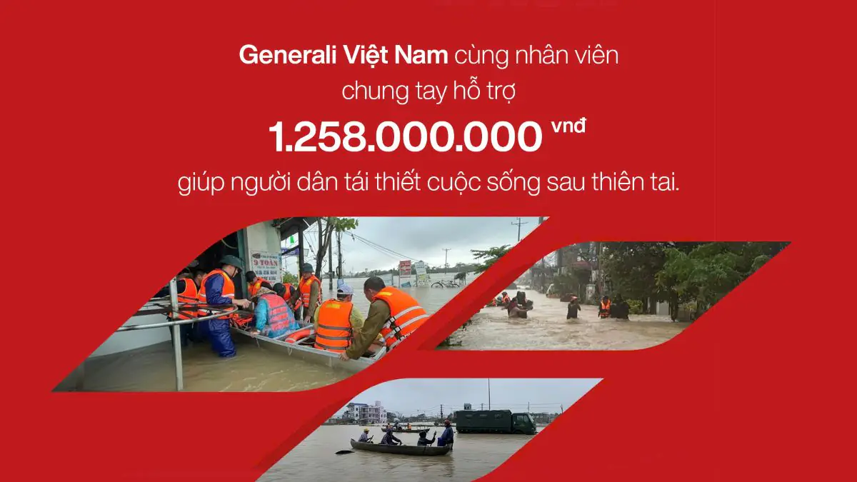 Generali Việt Nam cùng đội ngũ nhân viên quyên góp hơn 1 tỷ đồng giúp người dân tái thiết cuộc sống sau thiên tai